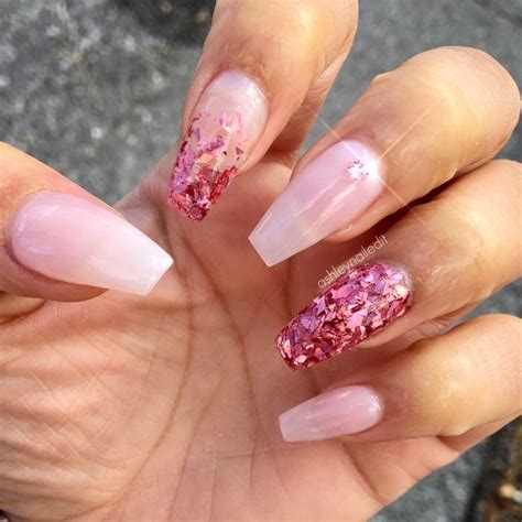 Pink Glitter Coffin Nails Pink Manicure Valentine Nails Pink Nail Designs Glitter