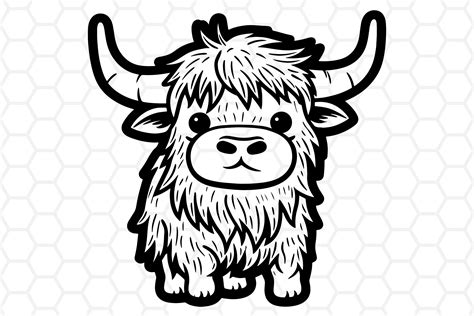 Black and White Highland Cow Art Clipart Png Highland Cow Png - Etsy - Clip Art Library