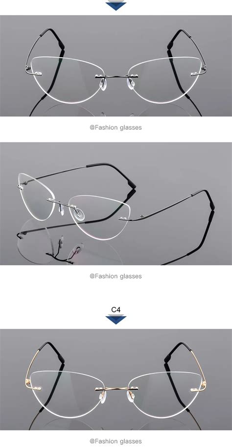 Factory Price Rimless Glasses Frame Titanium Alloy Ultralight Eyeglasses Frameless Cat Eye