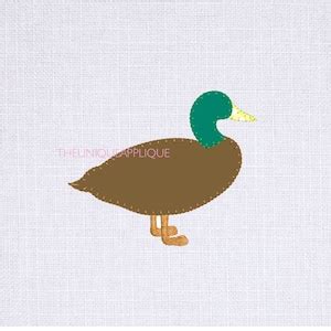 Mallard Duck Blanket Stitch Applique Embroidery Design Vintage Style