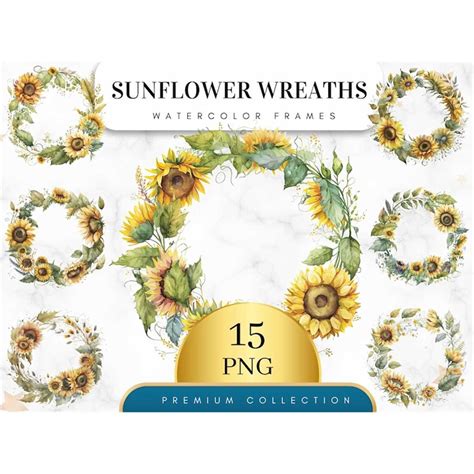 Set of 15, Sunflower Frame SVG, Flower PNG, Sunflower Frame - Inspire ...