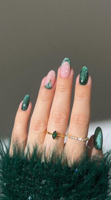 Magical Christmas Nail Art Inspirations Dark Green Festive Nails