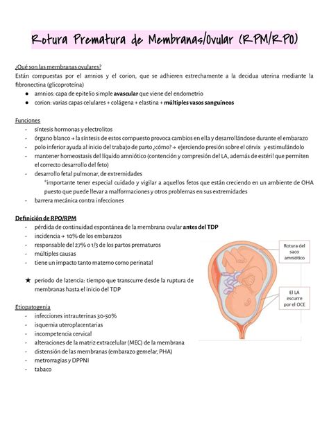 Rotura Prematura De Membranas U Ovulares Rpm Rpo Obstetricia Uc