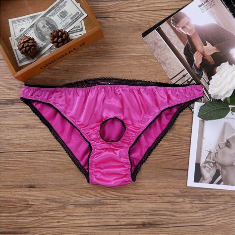 B001 Rose Mens Soft Satin Low Rise Briefs Panties Open Etsy