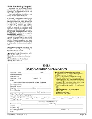 Fillable Online Imsasafety Imsa Scholarship Application Imsasafety