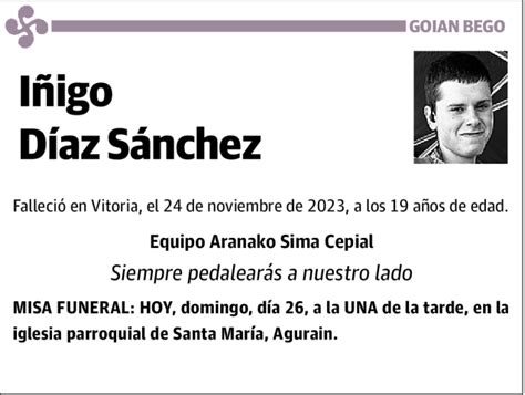 Iñigo Díaz Sánchez Esquela Necrológica El Correo