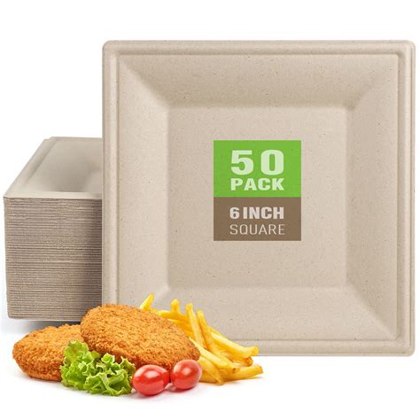 Gezond Compostable Square Plates Inches Pcs Disposable Paper