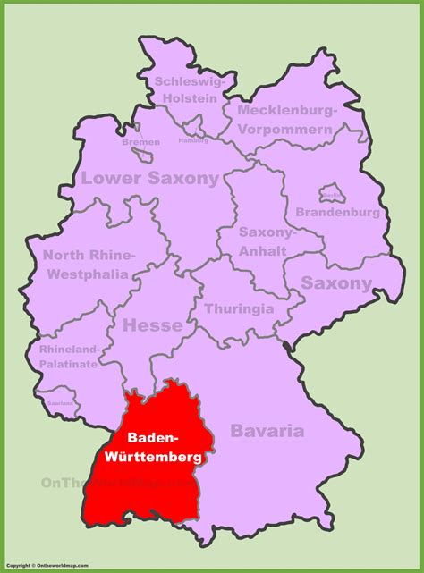 Baden Württemberg Location On The Germany Map