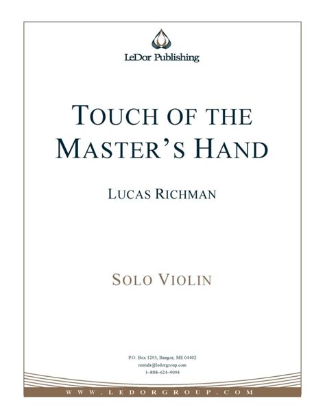 Touch Of The Master S Hand Ledor Publishing