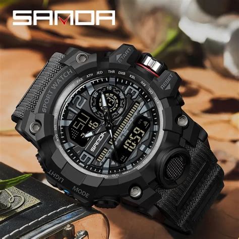 Sanda Reloj De Cuarzo Militar Para Hombre Cron Grafo De Pulsera Digital