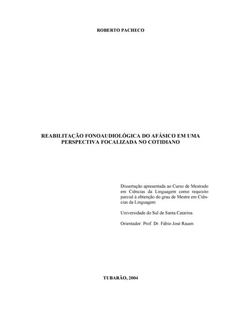 Reabilitação Fonoaudiológica no Afásico ROBERTO PACHECO REABILITAO