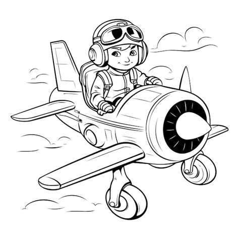 Ilustração vetorial de piloto de desenho animado avião livro de