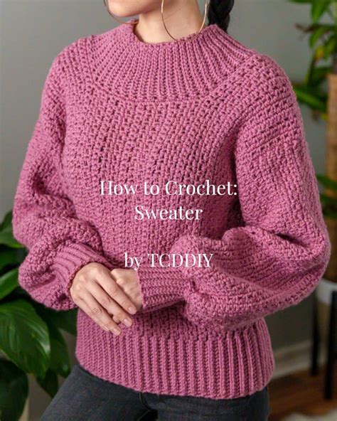 Crochet Pattern Wide Collar Sweater Pdf Download Etsy Crochet