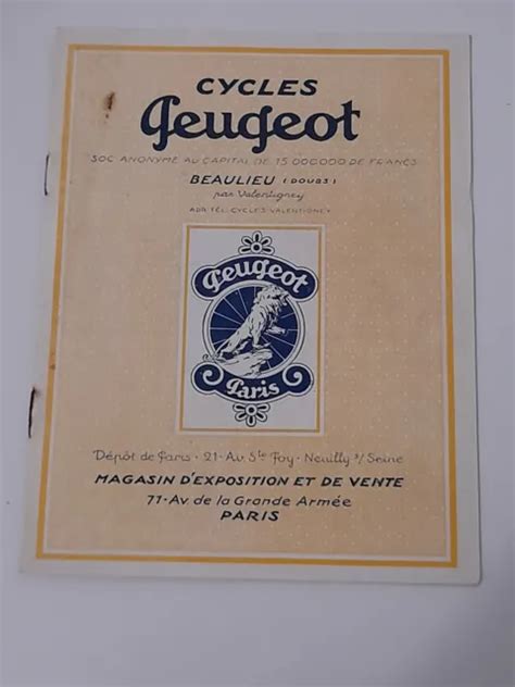 Ancien Petit Catalogue Publicitaire Peugeot Cycles Et Motocyclettes