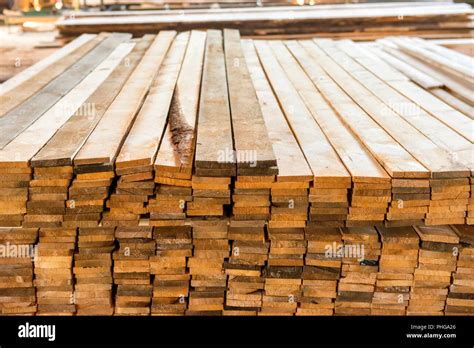 Planks In The Timber Factory Stock Photo Alamy