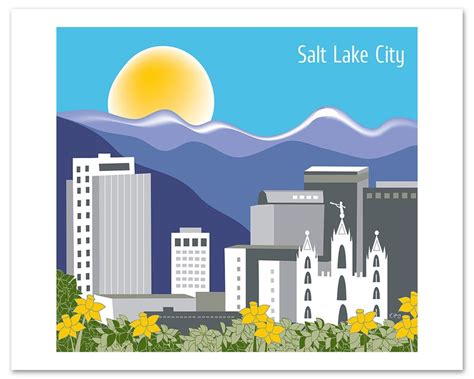 Salt Lake City Print Salt Lake City Skyline Utah Art Print - Etsy