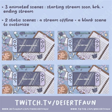 Animated Cat Lofi Gaming Desk Switch Twitch Overlays And Scenes Stream Starting Be Right Back