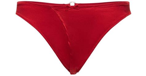 Fleur Du Mal Luxe Crotchless Satin Thong In Red Lyst