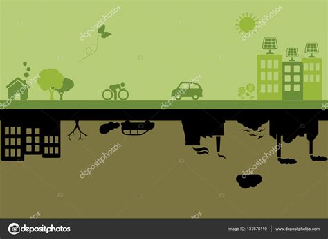 Villes Vertes Durables Et Pollu Es Image Vectorielle Par Soleilc