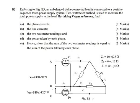 SOLVED Referring To Fig B3 An Unbalanced Delta Connected Load Is