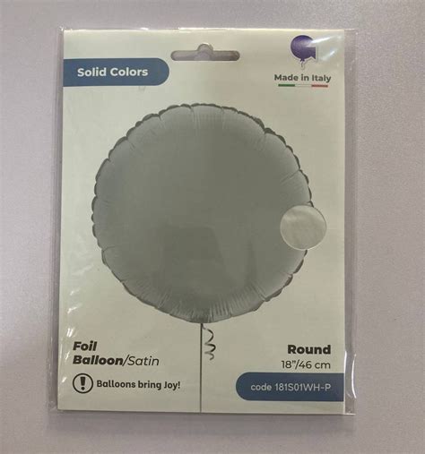 18″ Round Shape Foil Pain Satin Balloon – White – Partyjoks