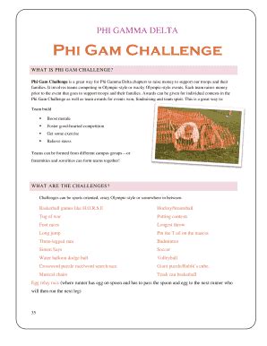 fillable  phi gam challenge fax email print pdffiller