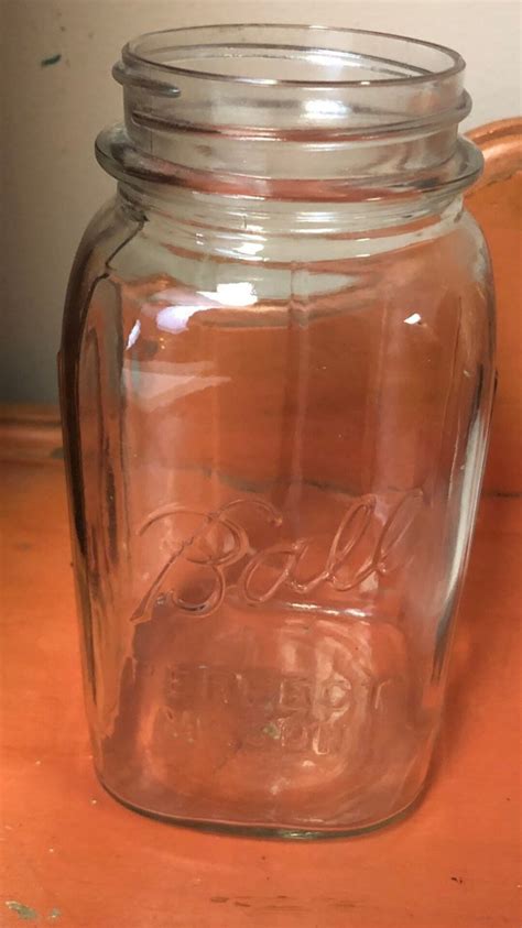 Antique Ball Jar Square Body With Ribs Perfect Mason No Underline Vintage 1930s Clear Glass Etsy