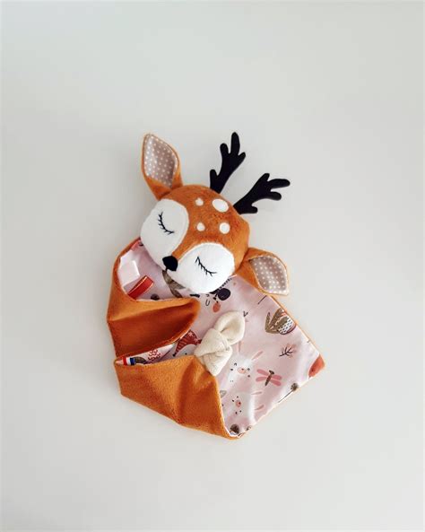 Doudou bébé biche faon cerf endormi bébé naissance Etsy