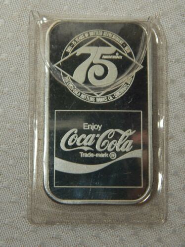 Coca Cola Coke 1 Oz Silver Ingot 75th Anniversary Cincinnati Antique