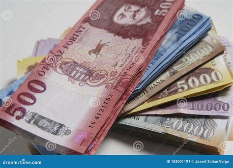 Various Hungarian Forint Banknotes Europe Hungary Stock Image Image