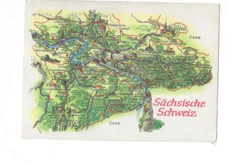 H539 ALTE AK Landkarte Sächsische Schweiz ungelaufen 1969 EUR 1 00