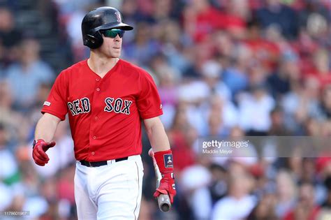 Brock Holt Of The Boston Red Sox Looks On After Striking Out Against