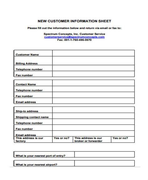 Free 49 Information Sheet Samples In Pdf Ms Word