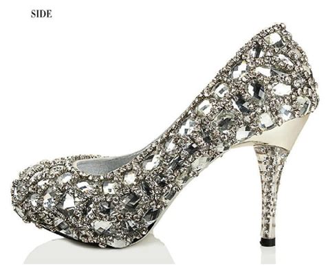 Sparkly Crystal High Heels Pointed Toe Rhinestone Wedding Bridal Shoes