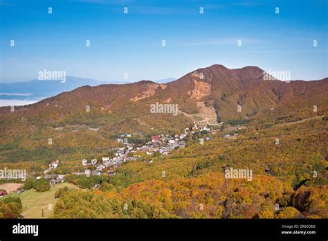 Zao Onsen Hot Spring And Ropeway In Autumn Leaves Stock Photo Alamy