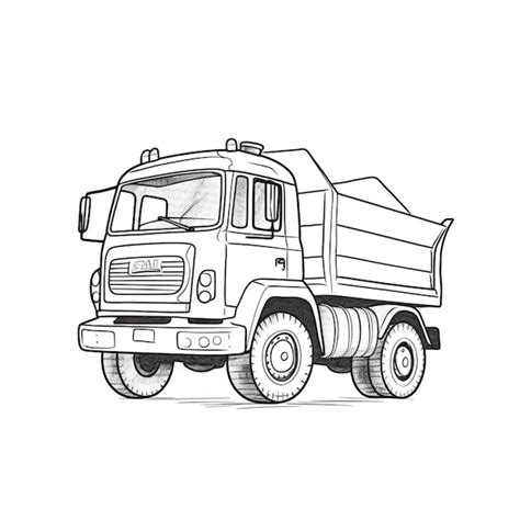 Premium Ai Image A Drawing Of A Dump Truck With A Large Front End