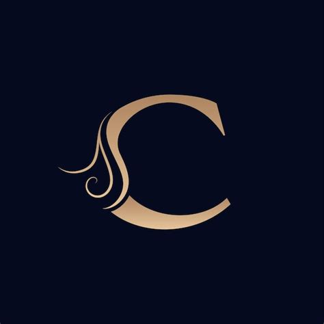 Peluquería oro belleza mujer logotipo letra c Vector Premium