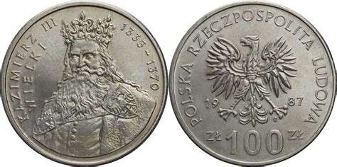 Polen Volksrepublik 100 Zloty 1987 MW Serie Polnische Herrscher