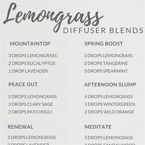 A Menu For Lemongrass Diffuse Blends