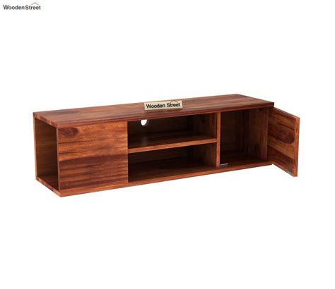 Buy Cubis Sheesham Wood Wall Mount Tv Unit With Open And Close Storage