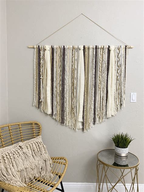 Large Wall Tapestry Macrame Hanging Yarn Bohemian Decor Etsy Fabric