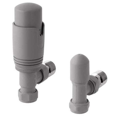 Eastbrook Matt Grey Angled Thermostatic Radiator Valves Radiator