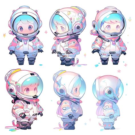 Premium Photo Colorful Female Chibi Kawaii Astronaut Space Suit