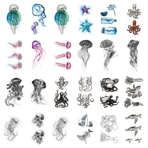 Amazon SanerLian Jellyfish Octopus Temporary Tattoo Sticker Ocean