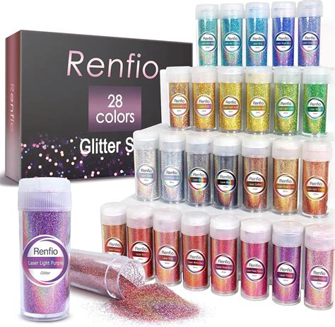 Amazon Renfio 28 Colors Holographic Glitter Set 9 87oz 280g Ultra