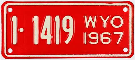 1967 Wyoming Motorcycle License Plate Brandywine General Store