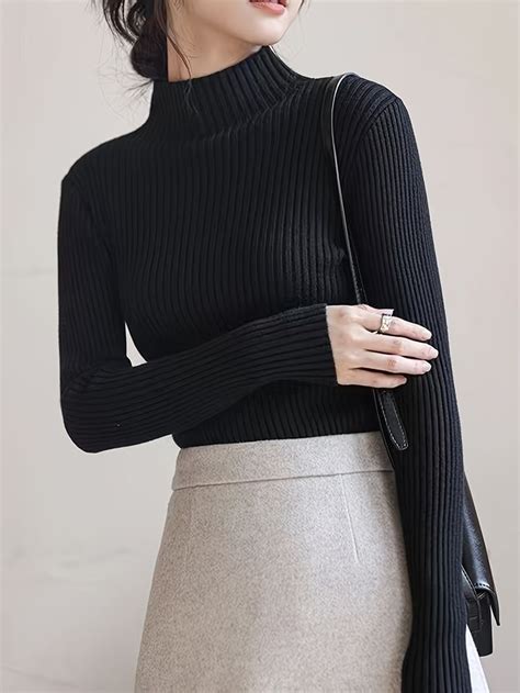 Temu｜half Turtleneck Bottoming Slim Sweater Casual Long Sleeve Loose