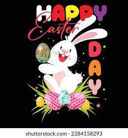 Happy Easter Bunny T Shirt Design Stock Vector Royalty Free