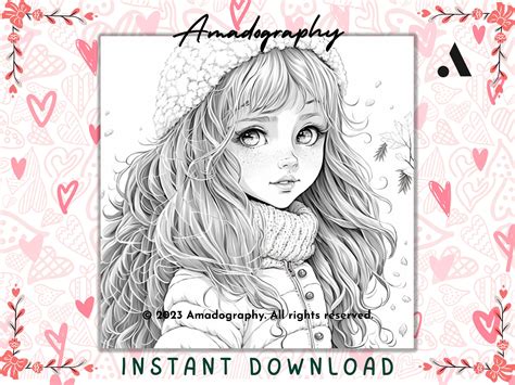 Cute Anime Girl Coloring Page Printable Adult Coloring Etsy Israel