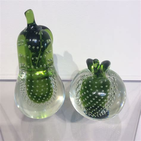 Murano Glass Green Pear Y Esculturas De Manzana Al Estilo De Barbini Seguso Etsy España